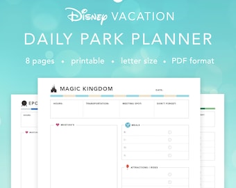 Disney World Daily Parks Planner | Disney Agenda Itinerary Planning Pages | INSTANT DOWNLOAD