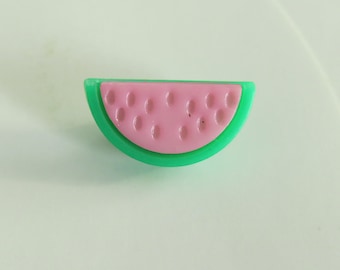 Watermelon pink and green button