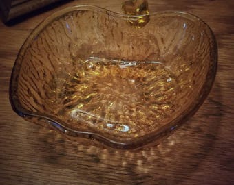 Vintage glass apple candy dish decorative bowl