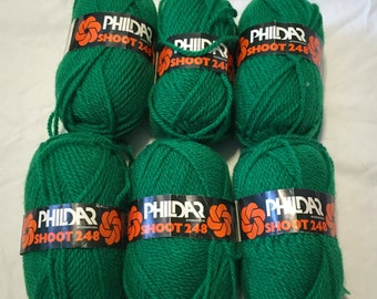 Discontinued Phildar Shoot 248 Green Vintage Yarn 6 Skeins