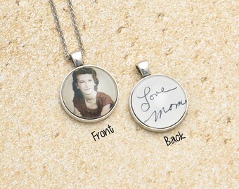 Photo Restoration Necklace, Photo Retouching, Family Tree Jewelry, Old Photos, Handwriting Jewelry, Photo Editing, Family History Gift