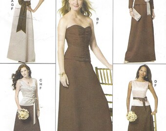Womens Evening Tops, Skirt & Sash Bodice Variations Butterick Sewing Pattern B5419 Size 8 10 12 14 Bust 31 32 34 36 UnCut