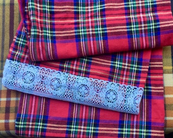 Red Tartan Plaid Lace Circle Scarf