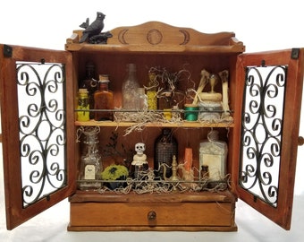 Witches apothecary display cabinet