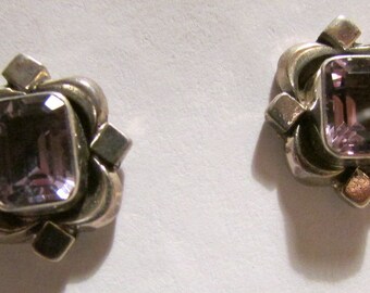 Sterling Silver and Amethyst Post Earrings