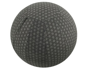 65cm Yoga Ball Cover - balance ball cover, exercise ball cover, fitness ball cover, physio ball cover - Black Geometric Print