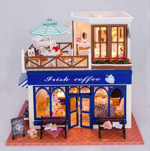 Irish Coffee Shop Dollhouse DIY Kit Cute Room House Model With
