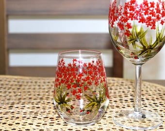 Floral Painted Wine Glasses