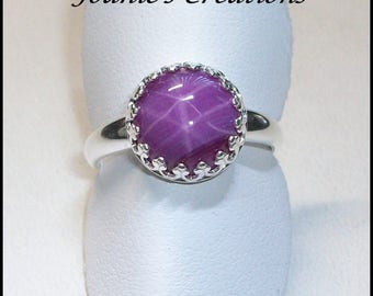 Sterling Silver Ring with 10mm Ruby Star Sapphire