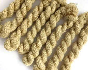 Hand dyed embroidery yarn | plant dyed | pale yellow-green | embroidery wool | laceweight knitting | cross stitch | tapestry | weaving