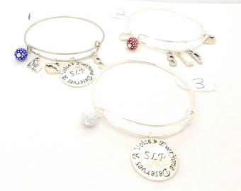 Speech therapist bangle, speech therapist gift, speech therapist bracelet, thankyou gift, speech language pathologist bracelet, charm bangle
