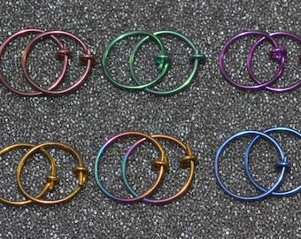 Niobium 1/2" (12 mm) Hoop Earrings - Choose a color! 20g. for nose, cartilage, rook, septum and lobes, nickel free and hypoallergenic.