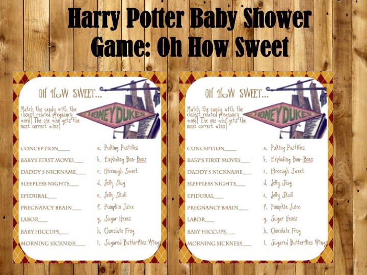 harry potter baby shower game oh how sweet baby shower game