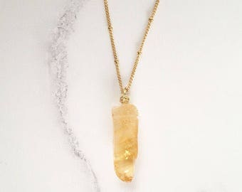 Citrine Quartz Necklace - Citrine Point Necklace - Citrine Pendant Necklace - Natural Citrine Necklace - November Birthstone Jewellery