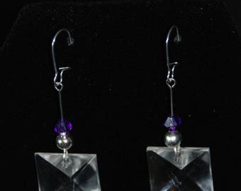 Clear and Purple Earrings