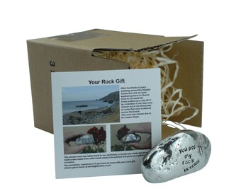 15th Anniversary You Are My Rock Gift Idea - Solid Metal Heavy Polished Rock Gift for 15 Year Anniversary
