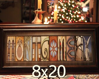 8 x 20 Personalized Alphabet Photography ABC Letter Wall Art Family Name Word