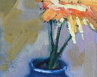 Small Floral Painting, 4x8" Original Oil Painting, No Frame Required