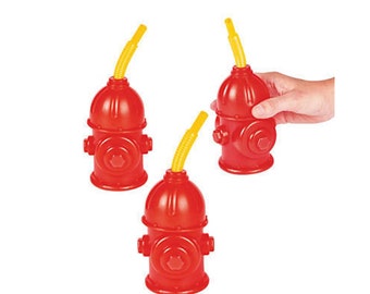 Fire Hydrant Cups - Firetruck Birthday Party Cups, Fireman Party Supplies, Firefighter Party, Fire Truck Party Reusable Party Favor Cups