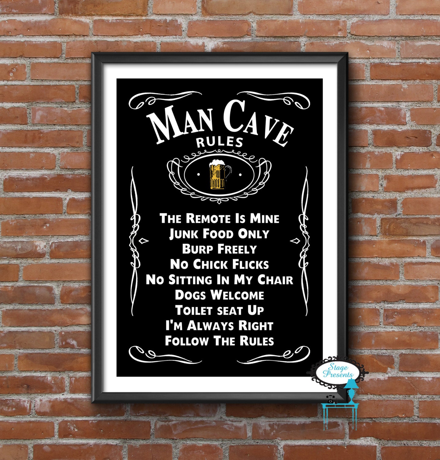 Man Cave Rules Sign 16X20 Digital Download Wall Art