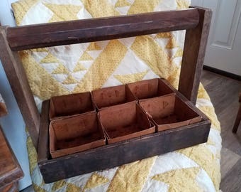 Vintage Handmade Wooden berry basket with 6 original berry baskets