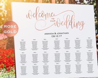 Rose Gold Wedding Seating Chart Template - Welcome Wedding Seating Chart Sign Printable - Simple Wedding - Downloadable wedding #WDH302_16