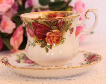 Royal Albert Old Country Roses Tea Cup and Saucer 1960s Demitasse Teacup and Saucer