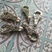 Victorian themed ornate scrolled Flower pattern antique SILVER plated large lobster claws 5 pcs