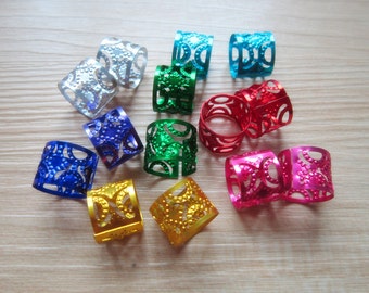20-100Pcs size plus color mix dreadlock Beads dread hair braid adjustable cuff tube clip 10.5mm hole