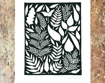 Katharine Watson Linocut Art Print - Block Printed Wall Art