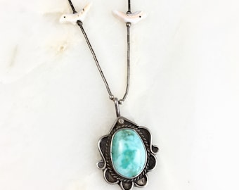 Vintage Sterling Navajo Turquoise Pendant