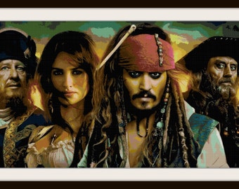 Pirates of the Caribbean Cross Stitch Pattern - Johnny Depp, Captain Jack Sparrow - PDF Downloas