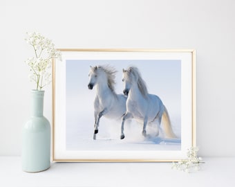 Horse Art Print, Equestrian Print, Horse Photo, Printable Horses, White Horses, Instant Download, Wall Decor, Home Decor, Gallery Wall