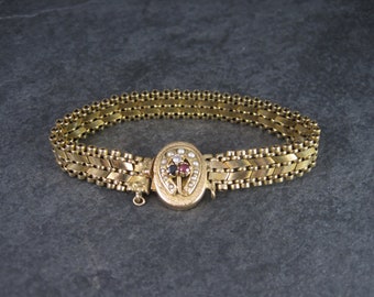 Antique 14K Sapphire Ruby Seed Pearl Bracelet