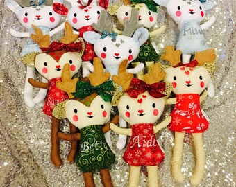 Stuffed reindeer plushie, stuffed deer toy, christmas stuffed animals, personalized chistmas stocking stuffer, embroidered plush gift ideas