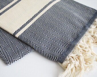 SALE 70 OFF/ BathStyle / Navy / Turkish Beach Bath Towel Peshtemal / Bath, Beach, Spa, Swim, Pool Towels