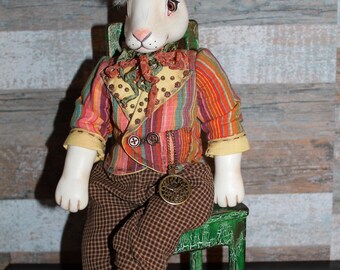 Edward the Rabbit, Journey of Edward, rabbit, plush toy, soft sculpture, felted animals, felting, wool felted animal, ooak