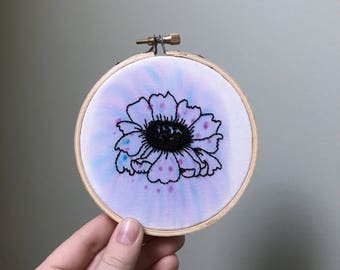 Watercolor flower - Embroidery Hoop - 4 inch