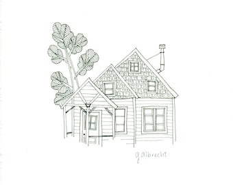 Forest Cabin 1 | Illustration | 8X8 art print