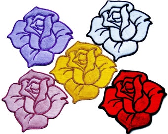 Roses Patch Embroidered Iron On Rose Patch Backpack Badge Rose Patch Patches for Jackets DIY Rose Patch Jeans Flower Patch Dress