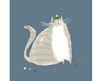 Big Grey - Cat Print - Cat Painting
