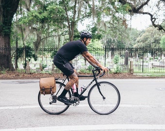 Light brown / Commuter Pannier, waxed canvas bicycle bag