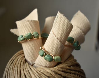 Turquoise and Gold Ring | Wire Wrapped Jewelry