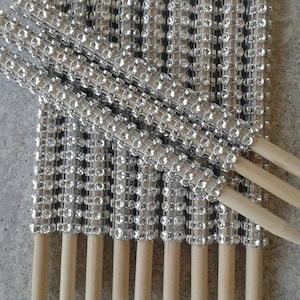 13 Silver candy apple bling sticks, apples, cake pop, skewers, dessert table, tea party, diamond mesh, candy, glitter sticks
