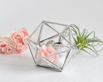 Glass Box Wedding Gift Wedding Ring Box Glass Terrarium Clear Glass Planter Geometric Box