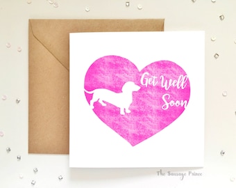 Get Well Soon Dachshund Dog Square Greeting Card