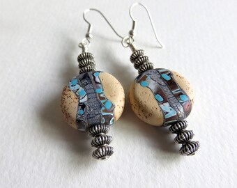 Southwest Earrings, Rustic Earrings, Earthy Earrings, Beaded Drop Earrings, Nature Earrings, Earthy, Southwest, Rustic, OOAK