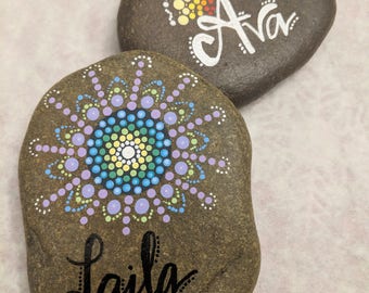 Personalized Hand Made Mandala Stones | Customizable to any name/word!