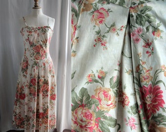 Vintage Laura Ashley dress, sleeveless,floral pattern, cotton