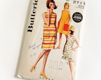 Vintage 1960s Womens Size 10 One Piece Beachdress Butterick Sewing Pattern 2711 Complete / bust 31 waist 24 / Smmer Beach Resort Wear